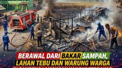 Kebakaran Lahan di Jatipandak Lamongan Merembet ke Permukiman, Warga dan Petugas Padamkan Api