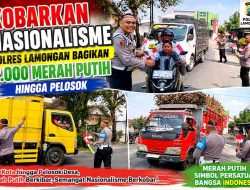 Aksi Simpatik HUT ke-81 RI, Polres Lamongan Sasar Warga yang Belum Pasang Bendera