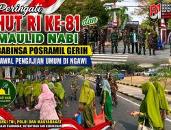 Dihadiri Bupati Ony Anwar, Pengajian dan Apel Kebangsaan di Gerih Ngawi Berlangsung Khidmat