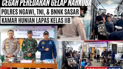 Cegah Peredaran Gelap Narkoba, Polres Ngawi, TNI, dan BNNK Sasar Kamar Hunian Lapas Kelas IIB
