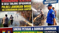 Kebakaran Ilalang di Desa Tanjung Dipadamkan, Polres Lamongan Imbau Tak Sembarangan Bakar Sampah