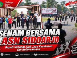 Perkuat Kekompakan, Bupati Subandi Pimpin Senam Bersama Ribuan Pegawai Pemkab Sidoarjo